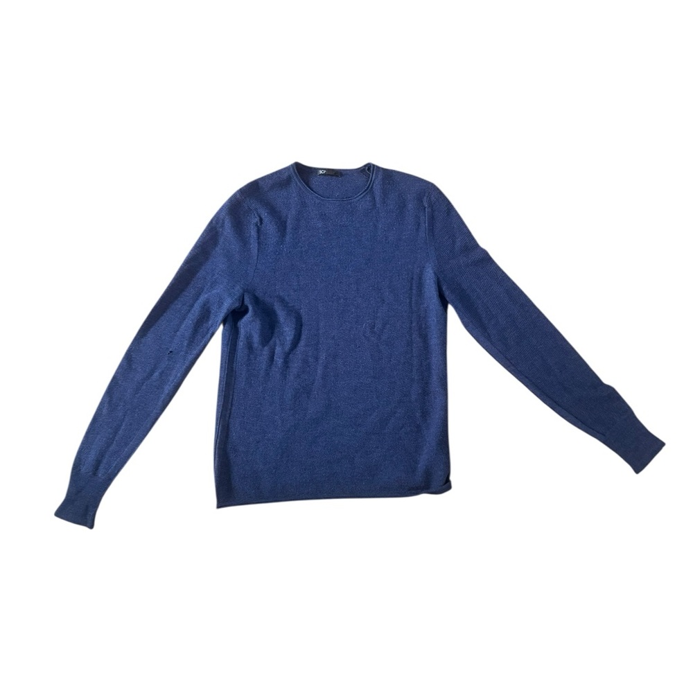 SCP Men's Navy Blue 100% Merino Sweater Crew Neck Long Sleeve Pullover Size M